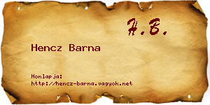 Hencz Barna névjegykártya