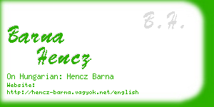 barna hencz business card